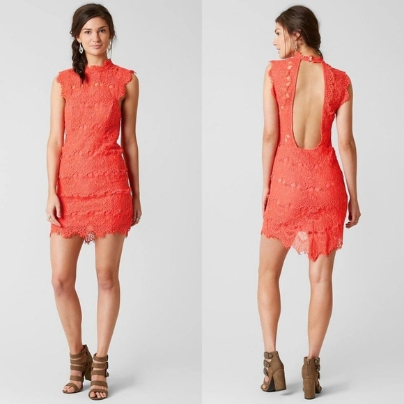 Free People Dresses & Skirts - NEW Free People Intimately Daydream Coral Lace Bodycon Dress Medium